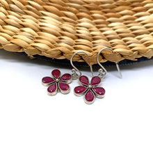 Silver Tribal Pink Floral Danglers