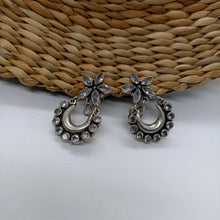 Silver Tribal Chandbalis with Floral studs