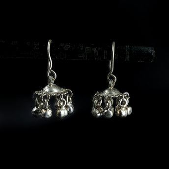 Silver Tribal Jhumkis with Ghungroo