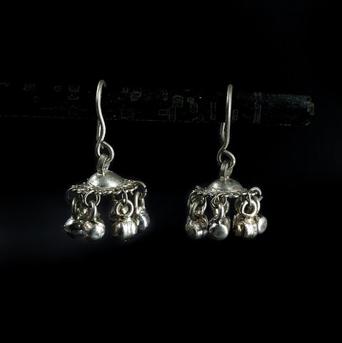 Silver Tribal Jhumkis with Ghungroo