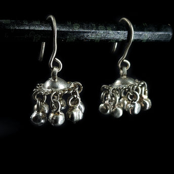 Silver Tribal Jhumkis with Ghungroo