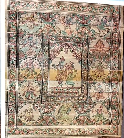 Talpatra painting of Dasha Avtar and Radha Krishna