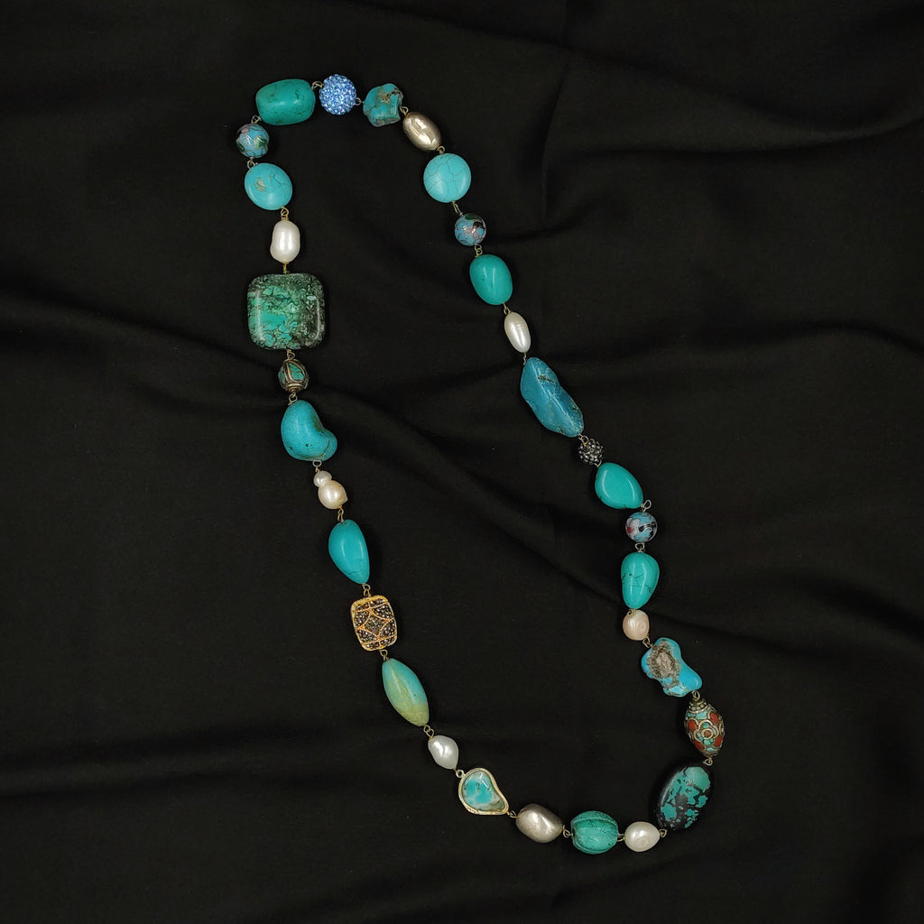 Turquoise necklace with shell pearls – The Artisan Foundation