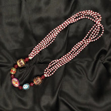 Five layered Garnet and Pearl necklace with Kundan Beads
